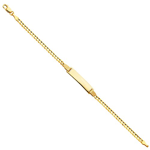 The World Jewelry Center 14k Real Yellow Gold 2.5mm ID Concave Curb Bracelet with Lobster Claw Clasp - 6"