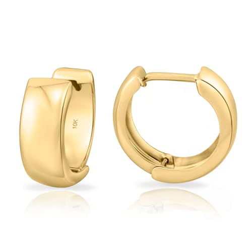 10k solid gold plain huggie earrings - Serena Sparkles (Small)