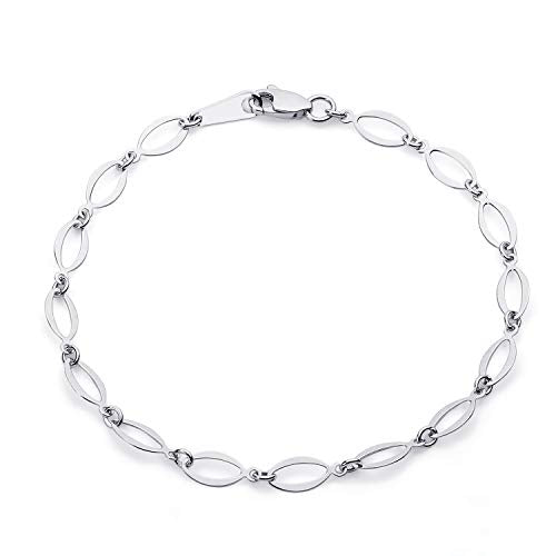 The World Jewelry Center 14k REAL White Gold Bracelet with Lobster Claw Clasp - 7.25"