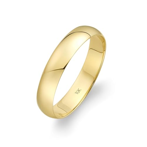 Oxford Ivy Wedding Band Solid 10K Yellow Gold 4mm Plain Ring, Size 12