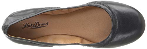Lucky Brand Women's Emmie Ballet Flat, Black/Leather, 7.5 M US