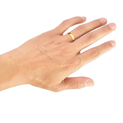 Brilliant Expressions 4MM Solid Gold Men's Wedding Band - Lightweight Wedding Ring for Men; 10K Yellow Gold Jewelry; Plain Mens Wedding Band; Comfortable Classic Gold Rings for Men, Size 6