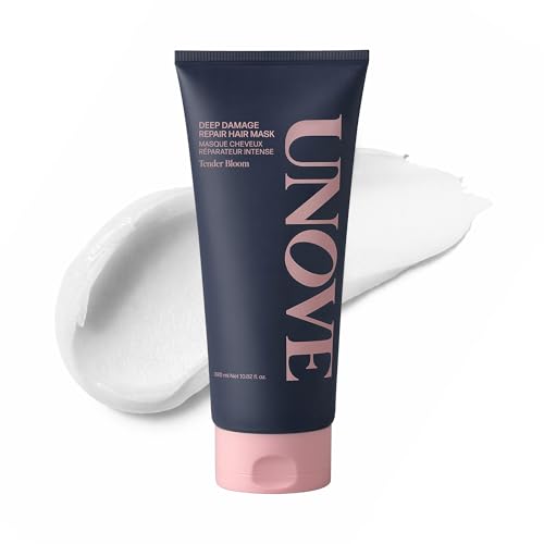 UNOVE Deep Damage Repair Hair Mask - Protein Hair Treatment & Hair Mask for Damaged Hair | Deep Conditioning & Keratin Hair Mask for Dry, Frizzy Hair | Korean Hair Care | Tender Bloom, 10.82 fl oz