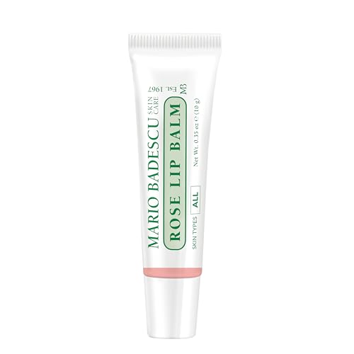 Mario Badescu Moisturizing Rose Lip Balm for Dry Cracked Lips, Infused with Coconut Oil and Shea Butter, Ultra-Nourishing Lip Care Moisturizer for Soft, Smooth and Supple Lips, 0.35 Oz