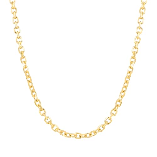 Floreo 14k Yellow Gold 3.1mm Diamond Cut Cable Chain Necklace, 18 Inch