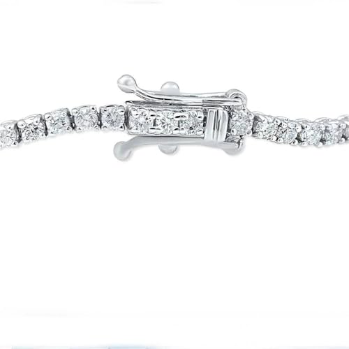 P3 POMPEII3 Pompeii 3 Carat Round Cut Lab Grown Diamond Tennis Bracelet In 14k White Gold 7" (GH,VS2)