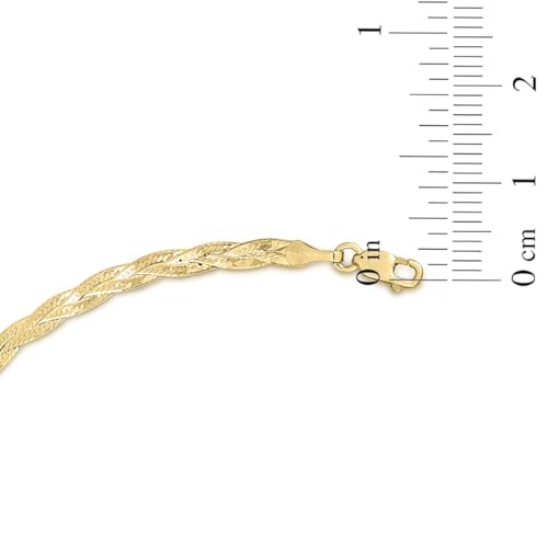 Floreo 14k Yellow Gold 3.2mm Solid Braided Herringbone Necklace 18 Inch