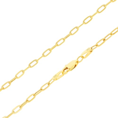 Nuragold 10k Real Yellow Gold 2mm Paperclip Chain Cable Dainty Necklace - 16"