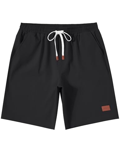 COOFANDY Mens Chino Shorts Cotton Drawstring Dress Shorts 9 Inch Inseam Relaxed Fit Stretch Casual Shorts Black