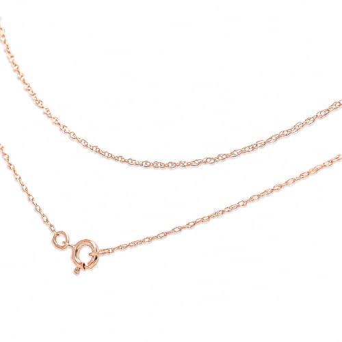 Haus of Brilliance Solid 10K Rose Gold 1/2 mm Slim and Dainty Rope Chain Necklace, Unisex Chain - Size 16" Inches
