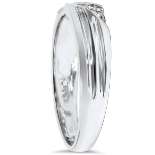 Pompeii Mens Real Diamond 14k White Gold Wedding Ring Band New - Size 10