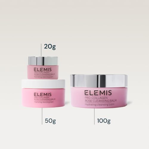 ELEMIS Pro-Collagen Rose Cleansing Balm - 3-in-1 Daily Face Cleanser - Melts Away Waterproof Makeup and Sunscreen - Rose and Elderberry Oil - 100