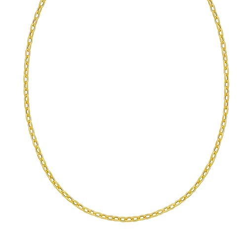 Floreo 14k Yellow Gold 3.3mm Cable Charm Link Chain Necklace, 18 Inch