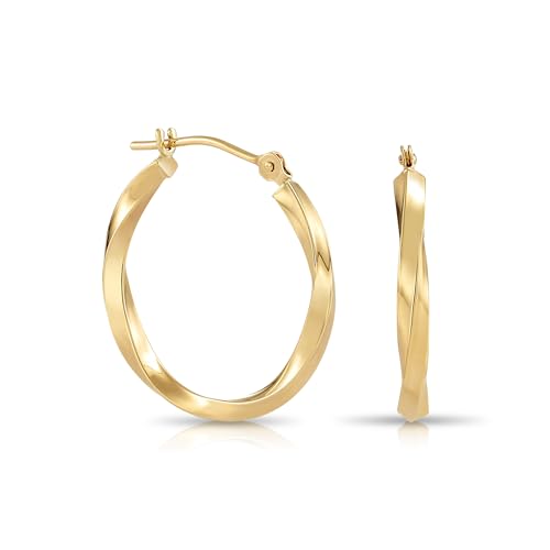 10K Yellow Gold Classic Twisted Round Hoop Earrings (20MM (0.8 INCH))