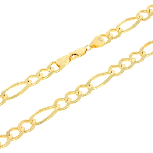 Nuragold 14k Real Yellow Gold Figaro Link Chain Necklace For Men- 8mm - 20"