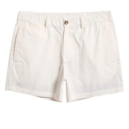 maamgic Men's Shorts Casual 4" Cotton Stretch Classic-fit Khaki Shorts for Men Elastic Waistband Multi-Pocket Men's Golf Shorts Daily Wear