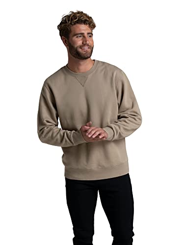 Fruit of the Loom Men's Eversoft Fleece Crewneck Sweatshirts, Moisture Wicking & Breathable, Sizes S-4X, Garment Dyed Khaki, X-Large