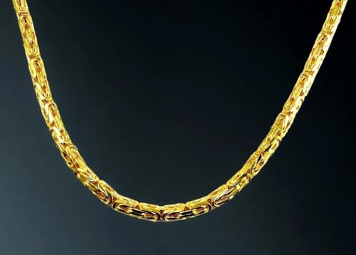 14K Yellow Gold Byzantine Square Box Necklace Bracelet Chain Men Women Jewelry 11.5g | 2.5mm | 24 Inches | MADE IN ITALY