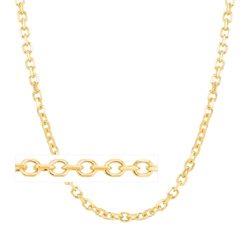 Floreo 14k Yellow Gold 3.1mm Diamond Cut Cable Chain Necklace, 18 Inch