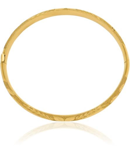 IceCarats 14K Solid Yellow Gold Hinged Bangle Bracelet, 7 inch