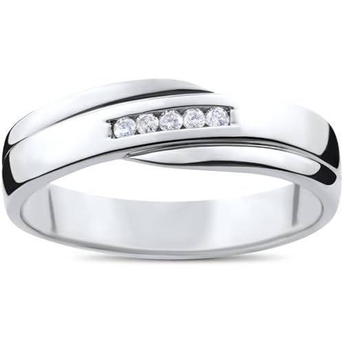 P3 POMPEII3 Pompeii Mens Cut Diamond Wedding Ring 1/6cttw 10K White Gold High Polished Channel Set - Size 11