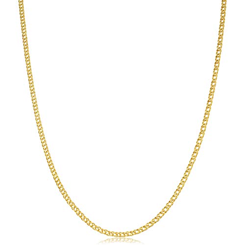 Kooljewelry 10k Yellow Gold Diamond Weave Curb Chain Necklace (16 inch)