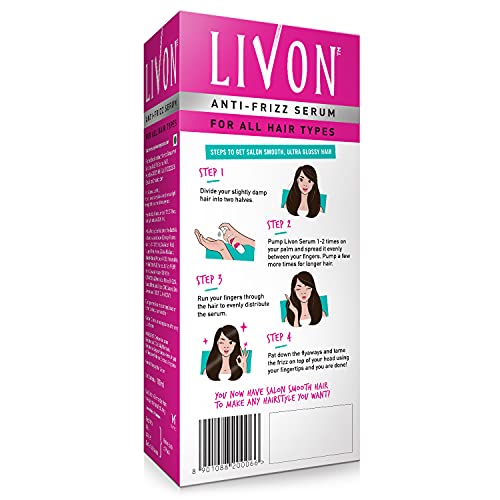 Livon Hair Serum for Men & Women | Frizz-free, stronger and shinier hair | For All Hair Types | Lightweight & Non Greasy | Enriched with Argan Oil & Vitamin E | 3.3 Fl.Oz