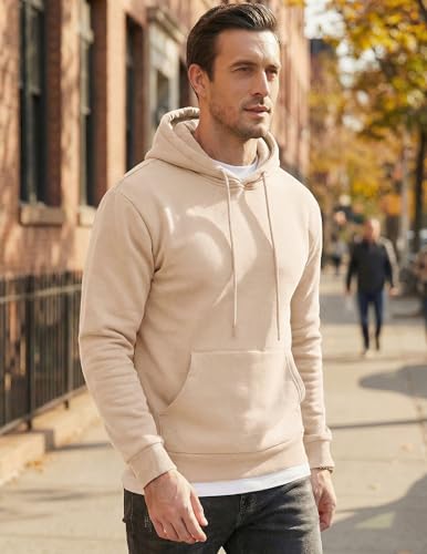 JMIERR Mens Cotton Fashion Hoodies & Sweatshirts Drawstring Long Sleeve Front Collar Hooded Pullovers with Pockets for Men Loose Fit Casual Winter Fall Shirt Tops Sweater, X-Large, Khaki