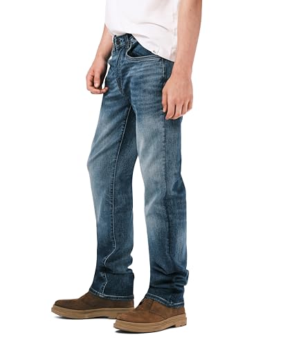 Buffalo David Bitton Men's Relaxed Straight Driven Jeans, Authentic and Sanded Indigo, 36W x 32L