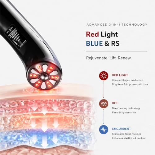 XIAOCHI 4-in-1 Facial Massager for Face & Neck, Red Light Skincare Device for Puffiness & Fine Line Care, At-Home Beauty Tool