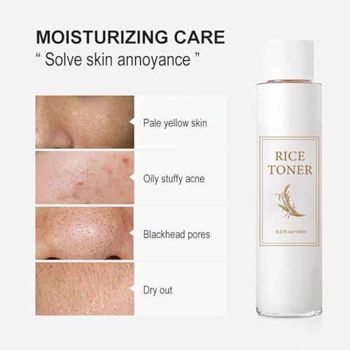 Rice Toner for Face, Rice Hydrating Face Toner for Women & Men, Lightweight Facial Moisturizer Targets Dryness, Dullness, Strengthens Skin Barrier, for Sensitive & Combination Skin