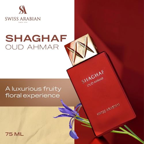 Swiss Arabian Shaghaf Oud Ahmar - Luxury Products From Dubai - Long Lasting And Addictive Personal EDP Spray Fragrance - Seductive, Signature Aroma - The Luxurious Scent Of Arabia - 2.5 oz