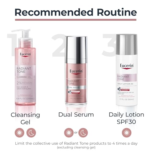 Eucerin Radiant Tone Face Cleanser Gel with 2% Exfoliating AHA Complex, Gentle Face Wash Improves Skin Clarity and Boosts Radiance, All Skin Types, 6.8 Fl Oz Bottle