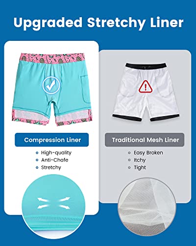 maamgic Swim Trunks Men 2 in 1 Mens Bathing Suit 7 Inch Quick Dry Mens Swimming Trunks with Zipper Pockets