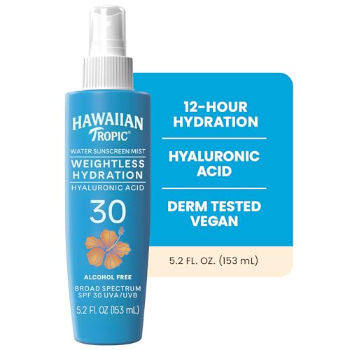 Hawaiian Tropic Weightless Hydration Water Mist for Body SPF 30, 5.2 Fl Oz