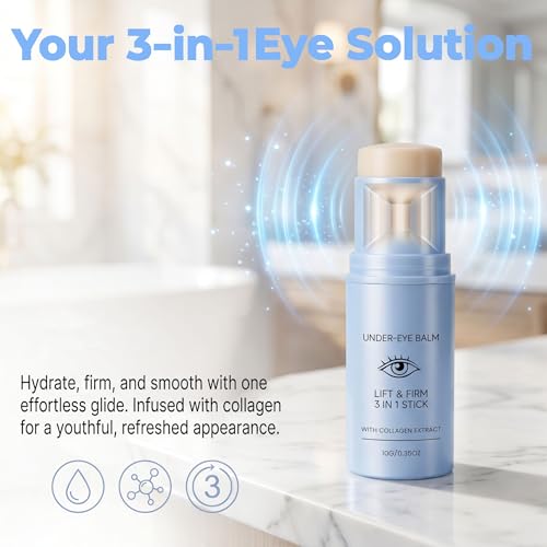 Korean Under Eye Balm, Hydrating Eye Balm Stick, Collagen-Infused Multi Balm, Firming and Smoothing Eye Care Stick, Lightweight 3-in-1 Formula for Fine Lines and Dark Circles, 0.35 OZ (1)
