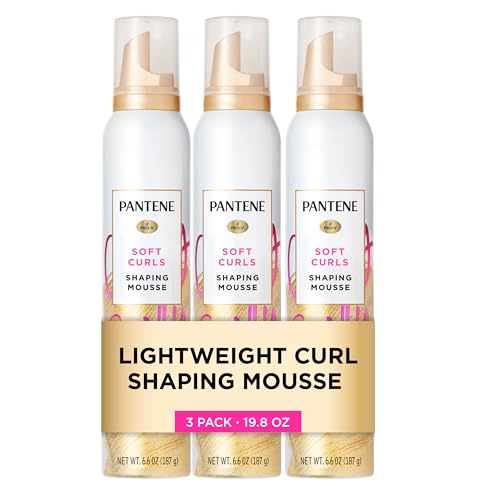 Pantene Curl Mousse For Curly Hair, Tames Frizz for Soft Touchable Curls, 6.6 Oz Each (Pack of 3)