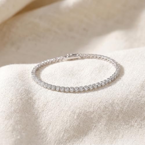 Pompeii 3ct Round Diamond Tennis Bracelet 14K White Gold Women's 7"