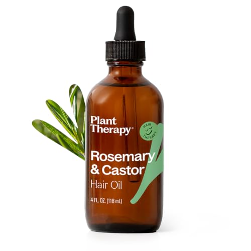 Plant Therapy Rosemary & Castor Oil - 4 oz Hair Treatment for Growth, Shine, Softness, Healthy Scalp & Hair Mask