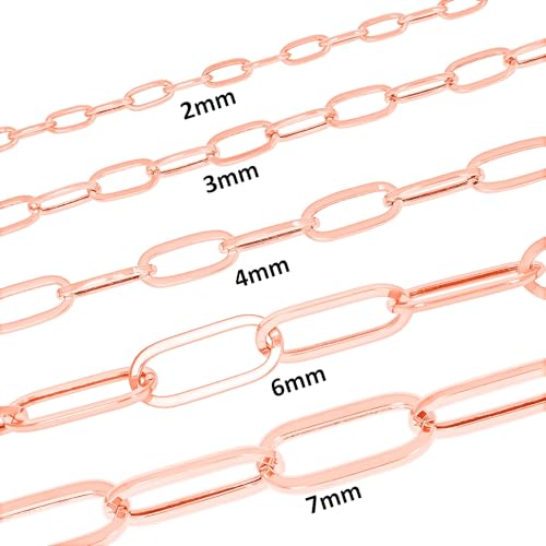 Nuragold 10k Real Rose Gold Paperclip 2mm Elongated Cable Link Bracelet (7"-8") Dainty Italian Jewelry for Men & Women - 2mm,7.5"
