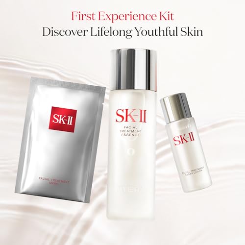 SK-II First Experience Skin Care Set - Gift Set Includes Treatment Face Masks, Facial Essence & Face Toner - Helps Improve Dryness, Refine Skin Texture & Reduce Fine Lines & Wrinkles (4 Count)