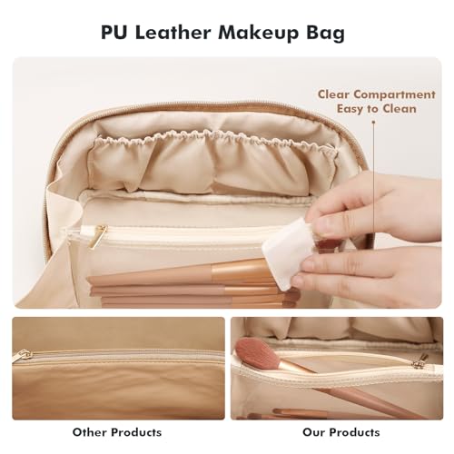 Prite Makeup Bag Travel Toiletry Bag Open Flat Cosmetic Organizer for Women