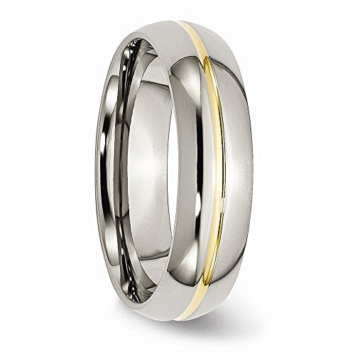 Sonia Jewels Titanium Yellow IP-Plated Grooved 6mm Wedding Band Ring Comfort-Fit Size 11.5