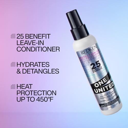 Redken One United Leave In Conditioner Spray - Multi-Benefit Leave In Treatment For All Hair Types, Heat Protectant & Detangler Spray, Paraben Free