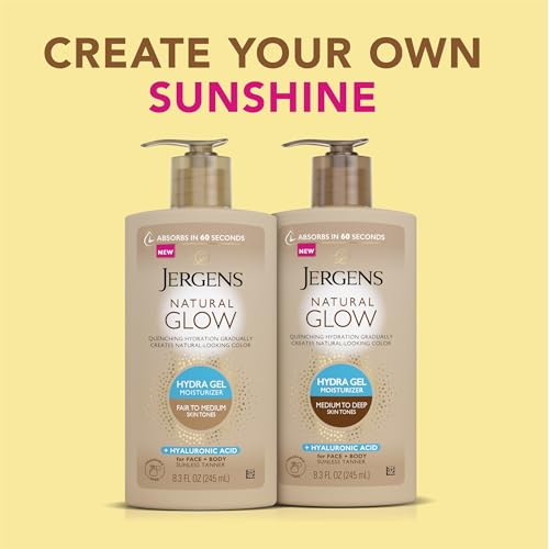 Jergens Natural Glow Hydra Gel Self Tanner, Medium to Deep, 8.3 fl oz