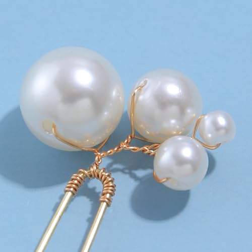 12 Pieces Bridal Wedding Hair Pins Handmade Pearl Bridal Hair Accessories for Brides Women Girls Gold
