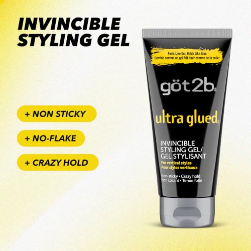 Got2B Ultra Glued Hair Gel, Extra Strong Hold, 6 Fl Oz + 1.25 Fl Oz