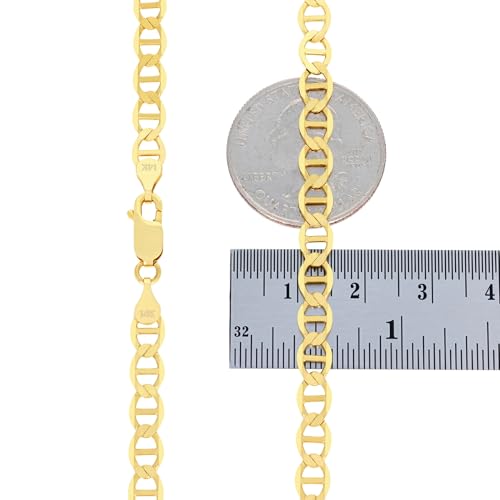 Nuragold 14K Real Yellow Gold 5mm Mariner Chain Solid Anchor Mens Necklace - 22"