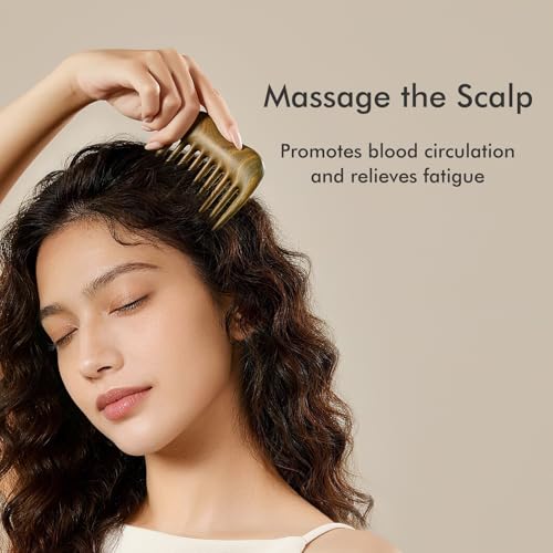 Wide Tooth Comb for Curls, Wooden Hair Comb with Long Teeth for Gentle Detangling, Perfect for Thick Hair, Women & Men