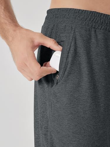 ODODOS Men's Performance Shorts 7" – Ultra Soft odSTRATUM Tech Everyday Shorts with Adjustable Waist and Secure Pockets, Charcoal Heather, Medium